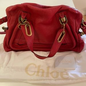 Chloe Paratay Leather Satchel Red